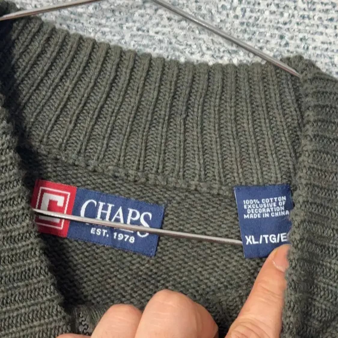 찹스 자수로고 케이블 꽈배기 반집업 니트 XL 상품이미지5