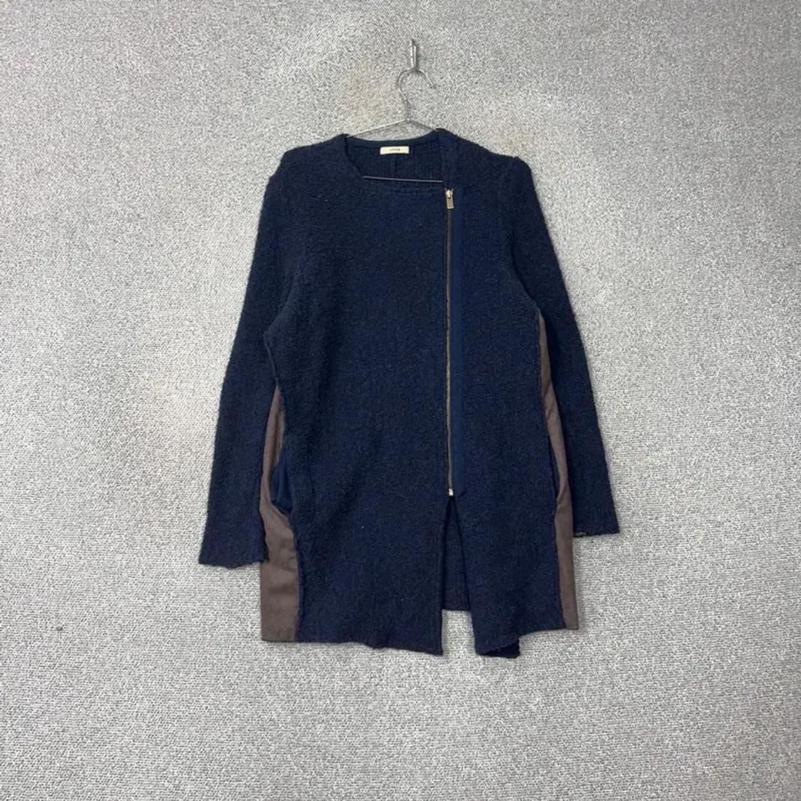 시스템 한섬 여성 네이비 코튼 사이드 니트 코트 집업 FREE 상품이미지1