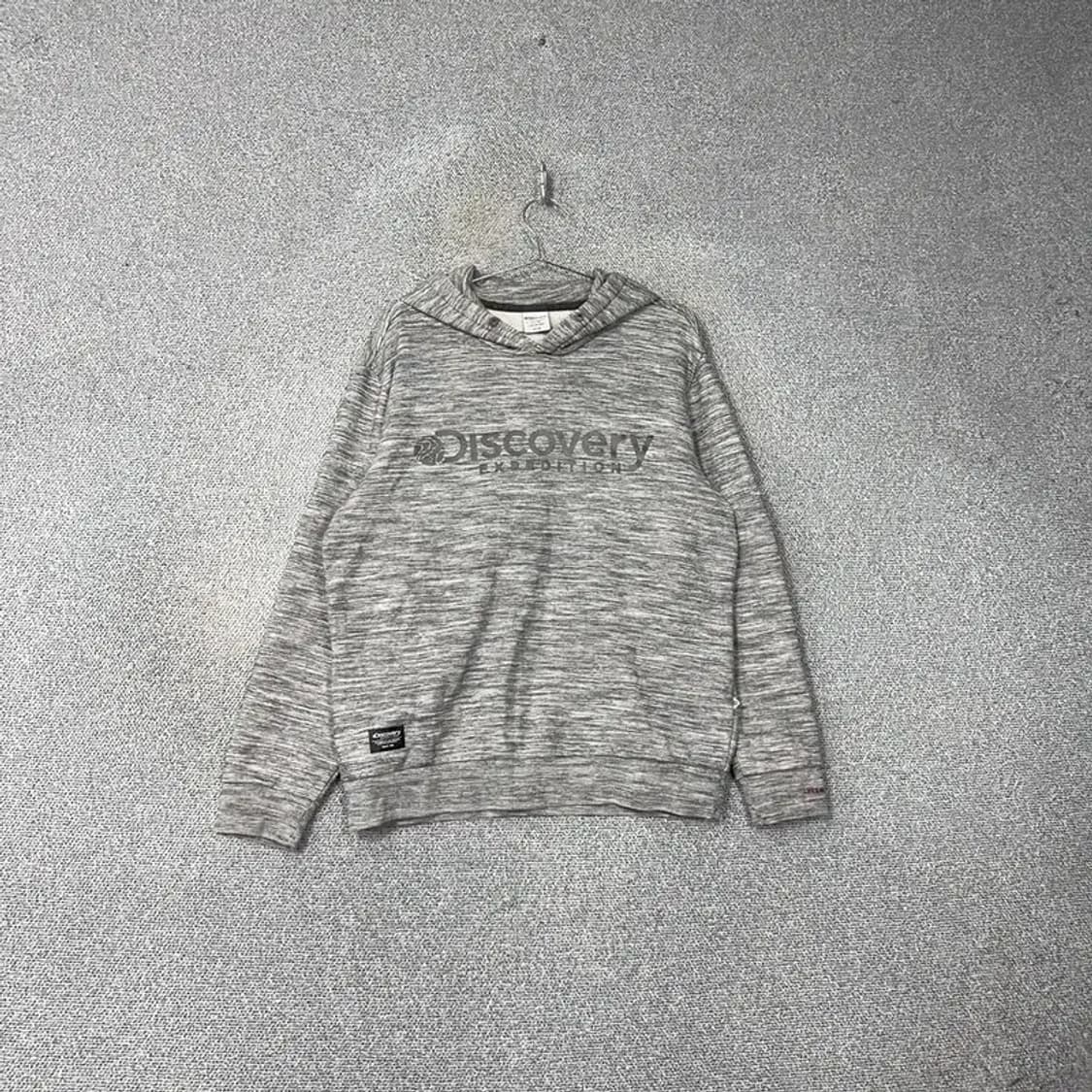디스커버리 로고 그레이 후드티 105 상품이미지1