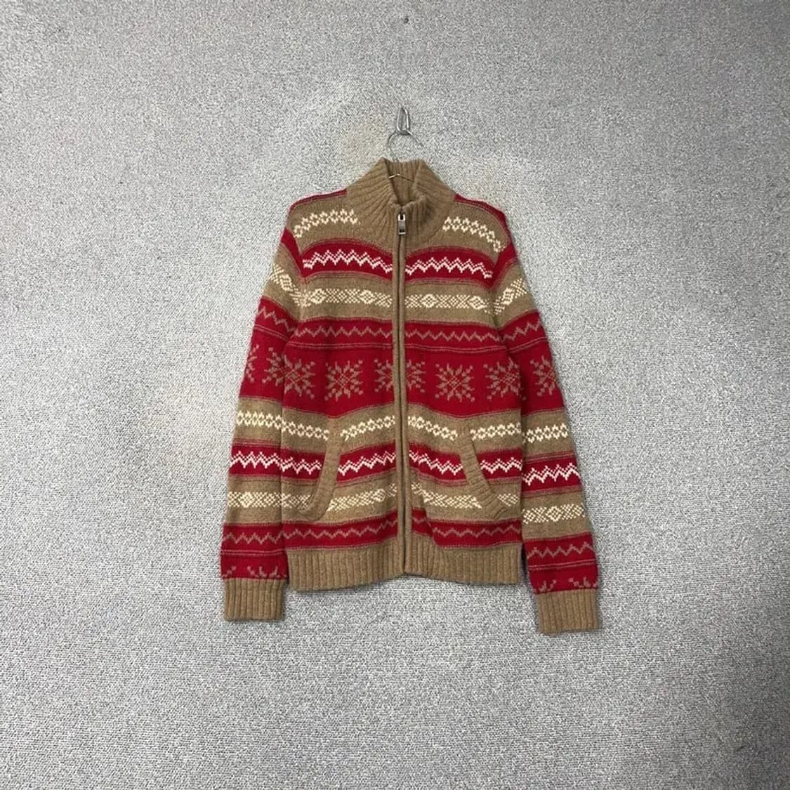 H&M 빈티지 페어아일 울 니트 집업 S 상품이미지1