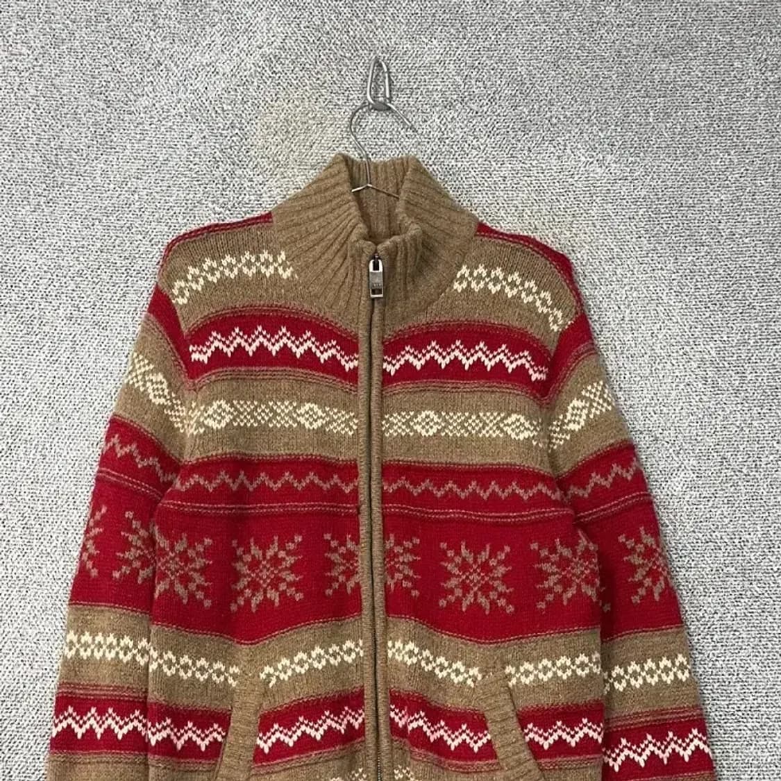 H&M 빈티지 페어아일 울 니트 집업 S 상품이미지3