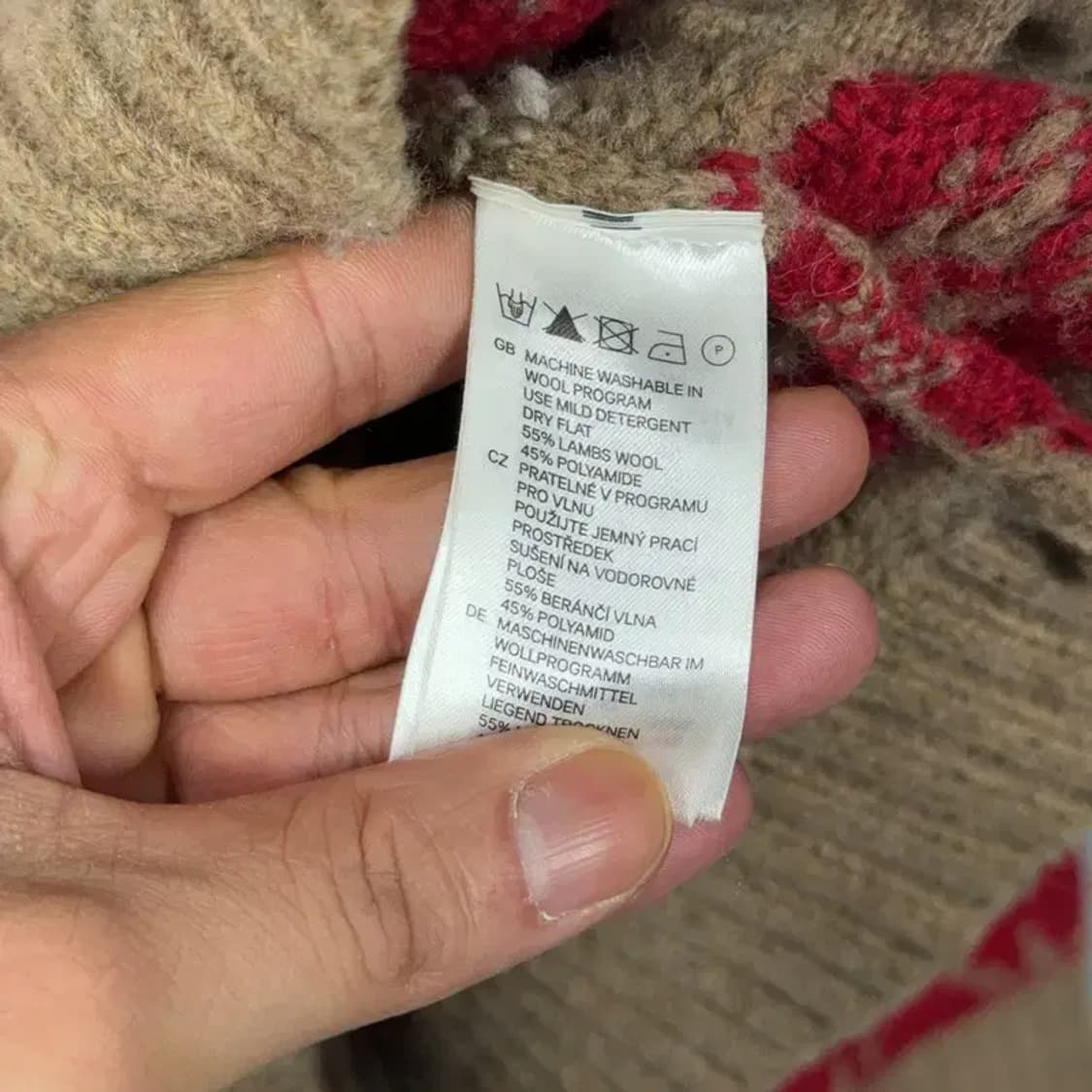 H&M 빈티지 페어아일 울 니트 집업 S 상품이미지6