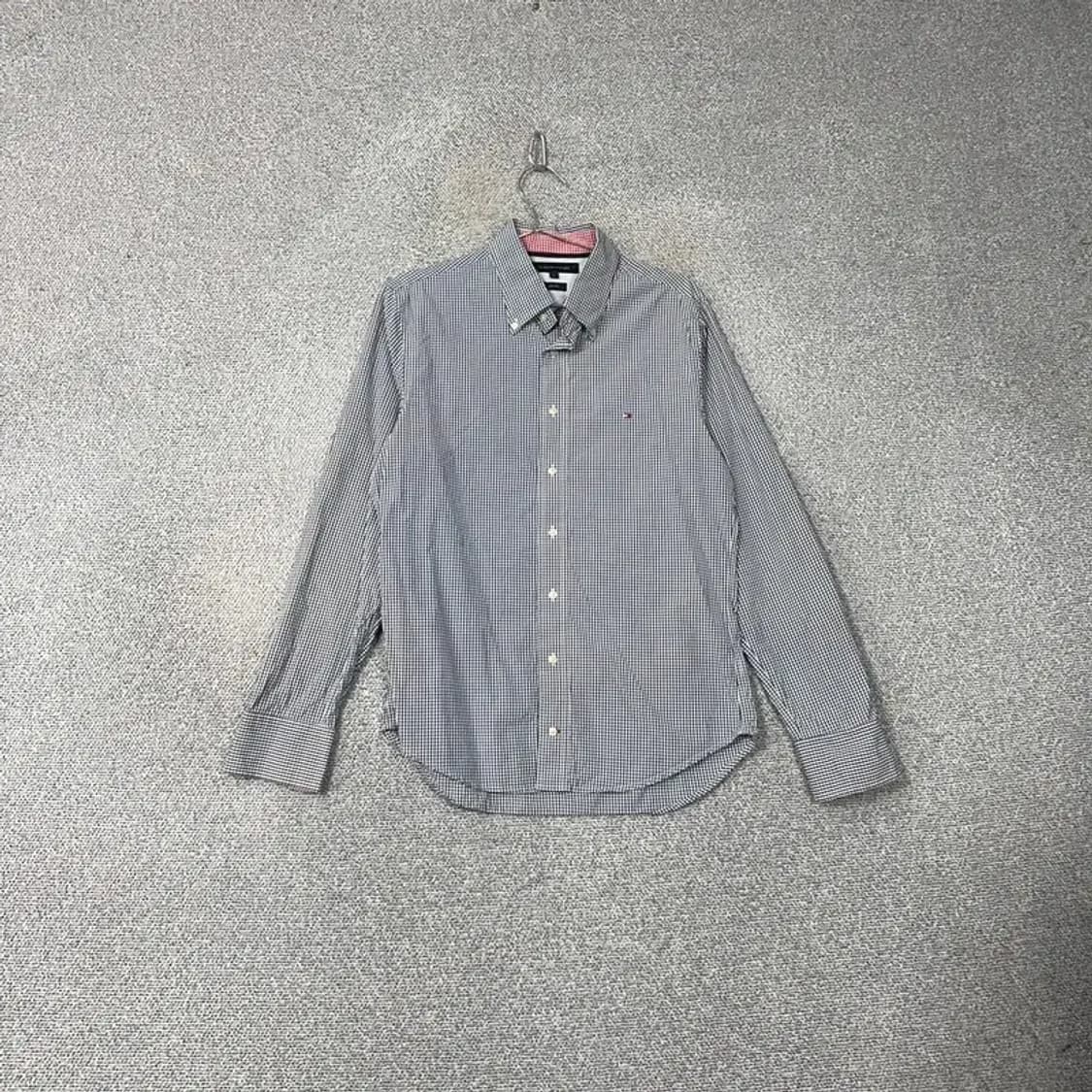 타미힐피거 로고 블루 체크 셔츠 L 상품이미지1