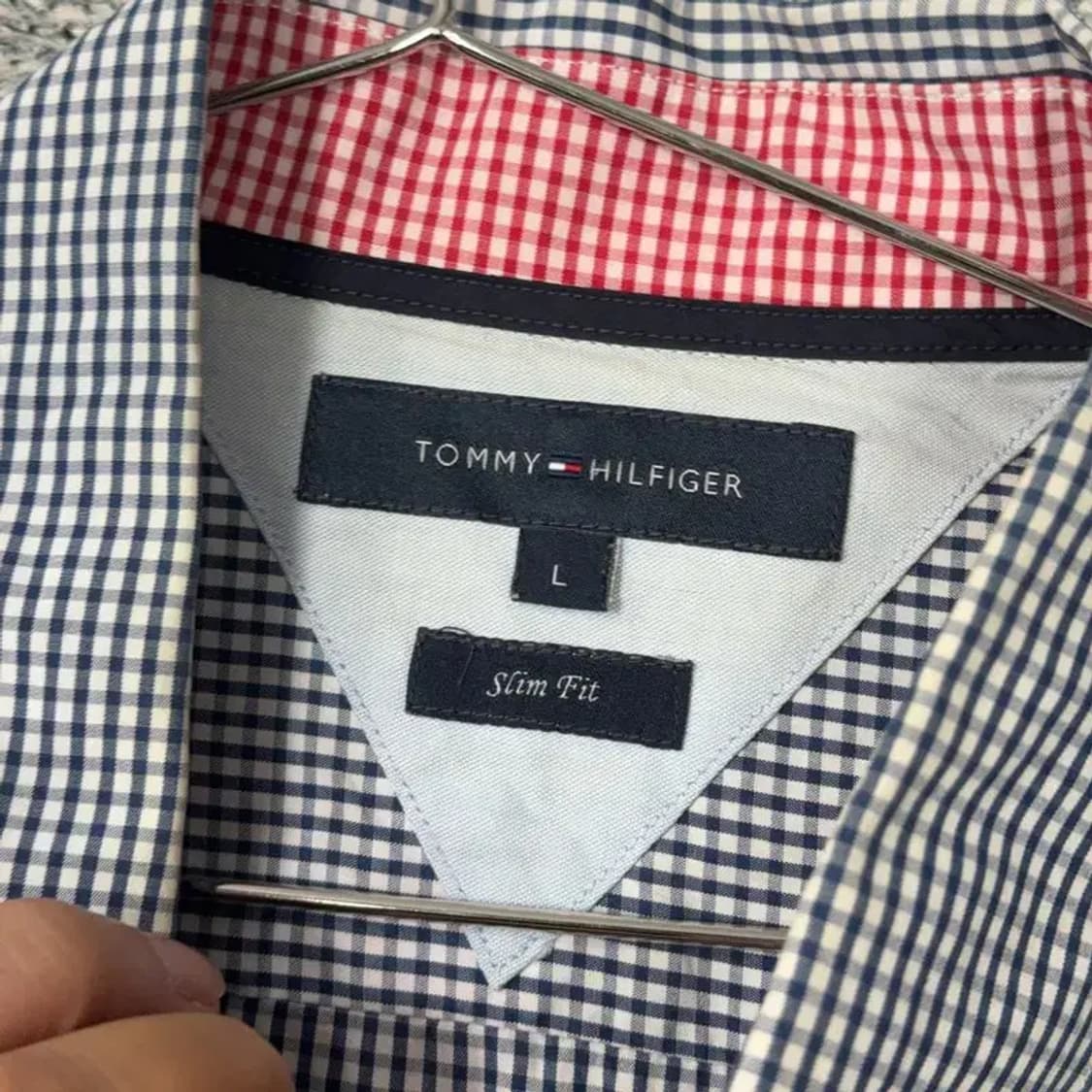 타미힐피거 로고 블루 체크 셔츠 L 상품이미지3