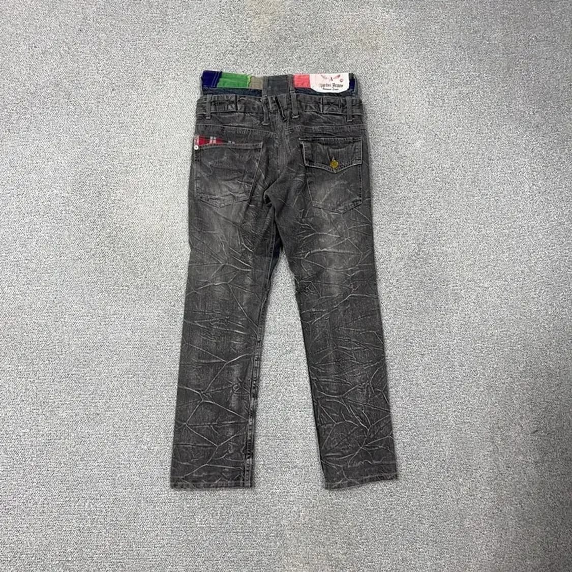 빈티지 패치 레이어드 흑청 데님 청바지 M 상품이미지2