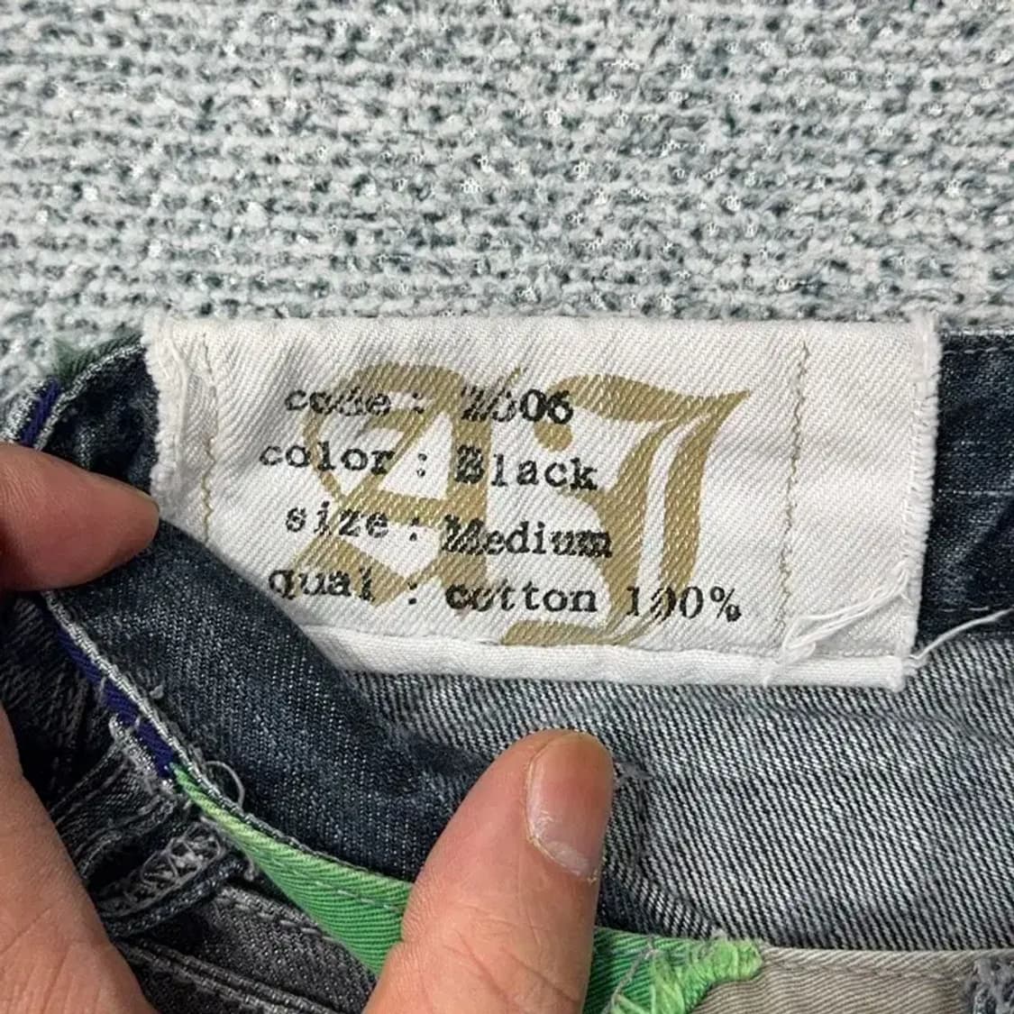 빈티지 패치 레이어드 흑청 데님 청바지 M 상품이미지5