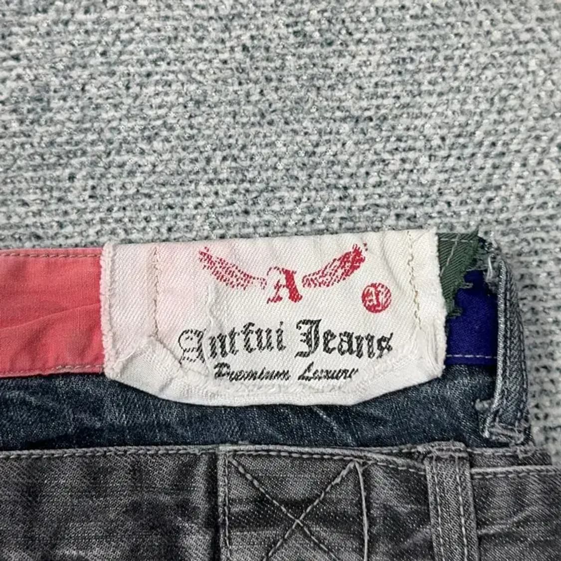 빈티지 패치 레이어드 흑청 데님 청바지 M 상품이미지6