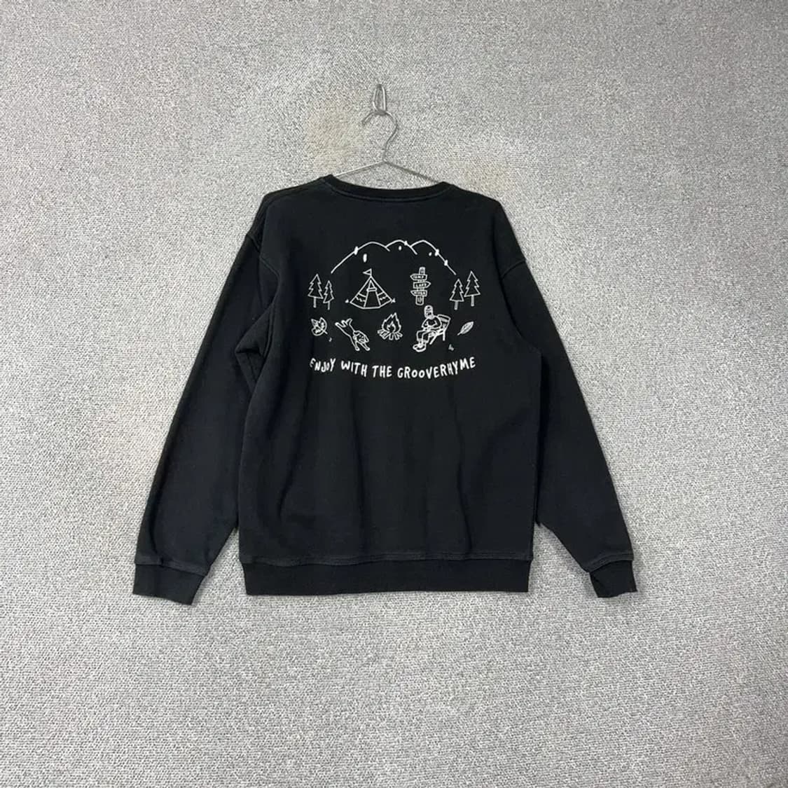 그루브라임 블랙 프린팅 맨투맨 M 상품이미지2