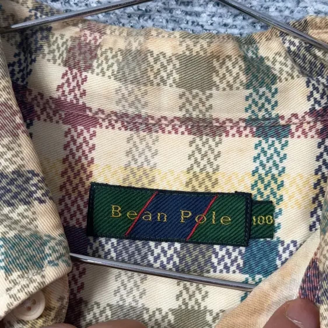 빈폴 캐주얼 체크 베이지 셔츠 100 상품이미지3