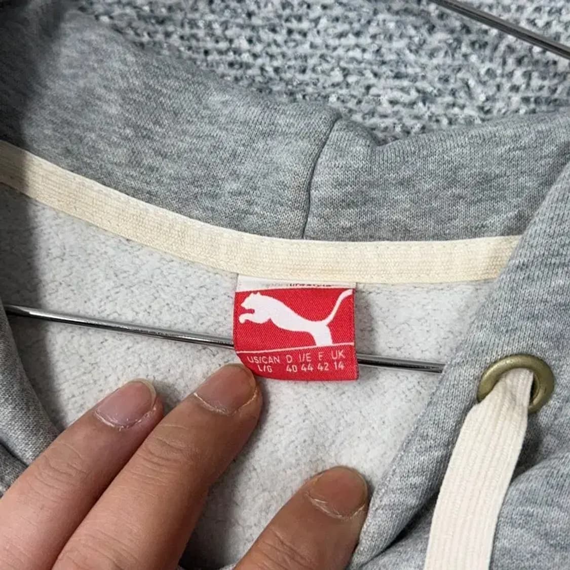 푸마 프린팅 로고 그레이 후드티 L 상품이미지3