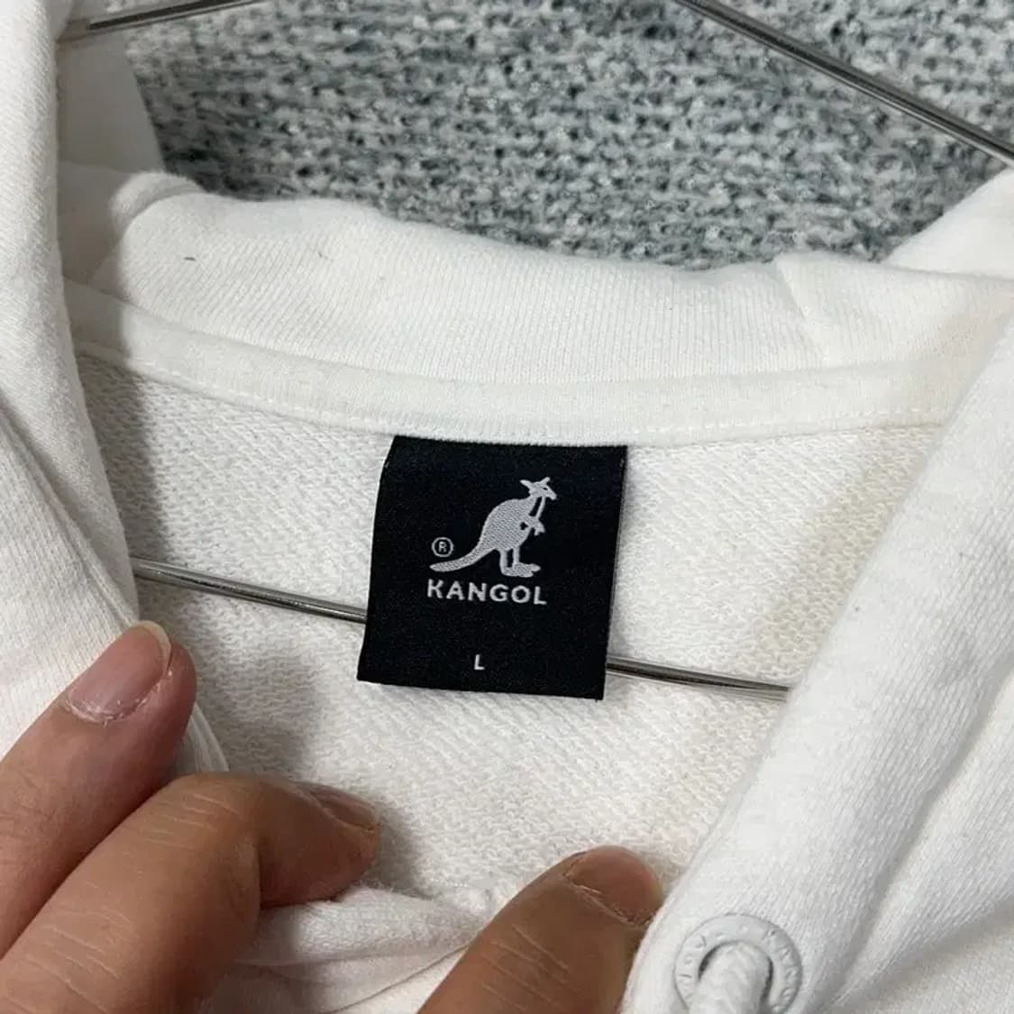 캉골 로고 캐주얼 화이트 후드티 L 상품이미지3