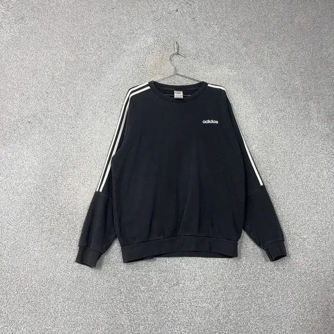 아디다스 블랙 로고 삼선 오버핏 맨투맨 L 상품이미지1