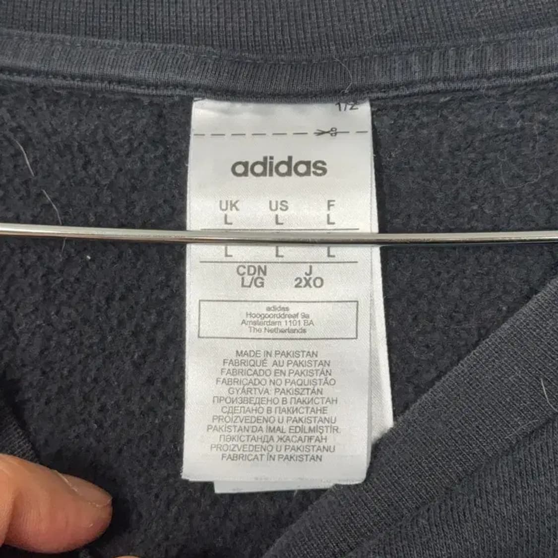 아디다스 블랙 로고 삼선 오버핏 맨투맨 L 상품이미지3