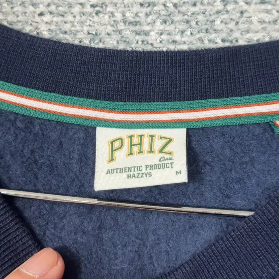 해지스 피즈 네이비 로고 맨투맨 M 상품이미지4