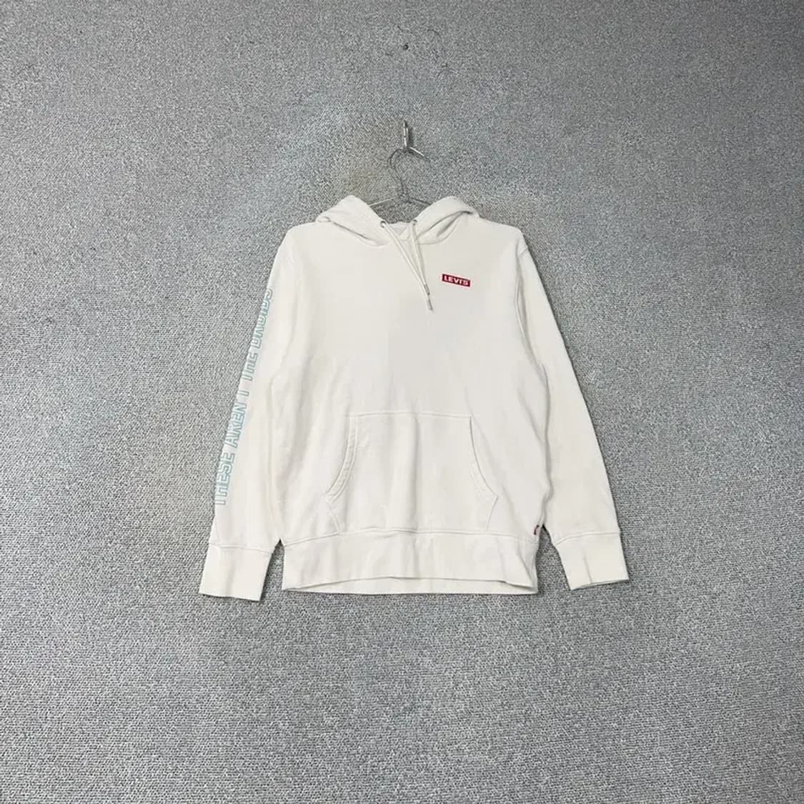 리바이스 로고 프린팅 화이트 후드티 S 상품이미지1