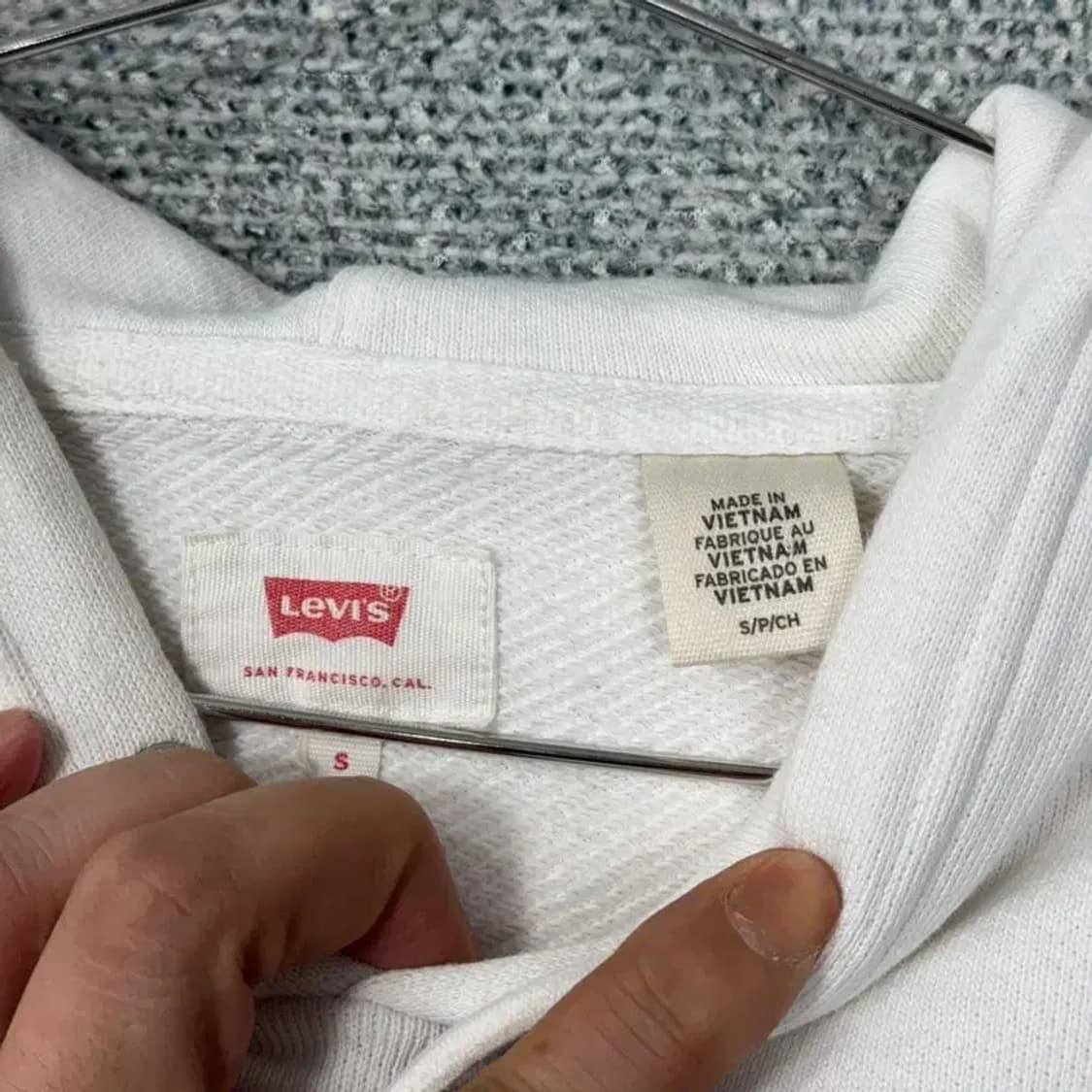 리바이스 로고 프린팅 화이트 후드티 S 상품이미지3