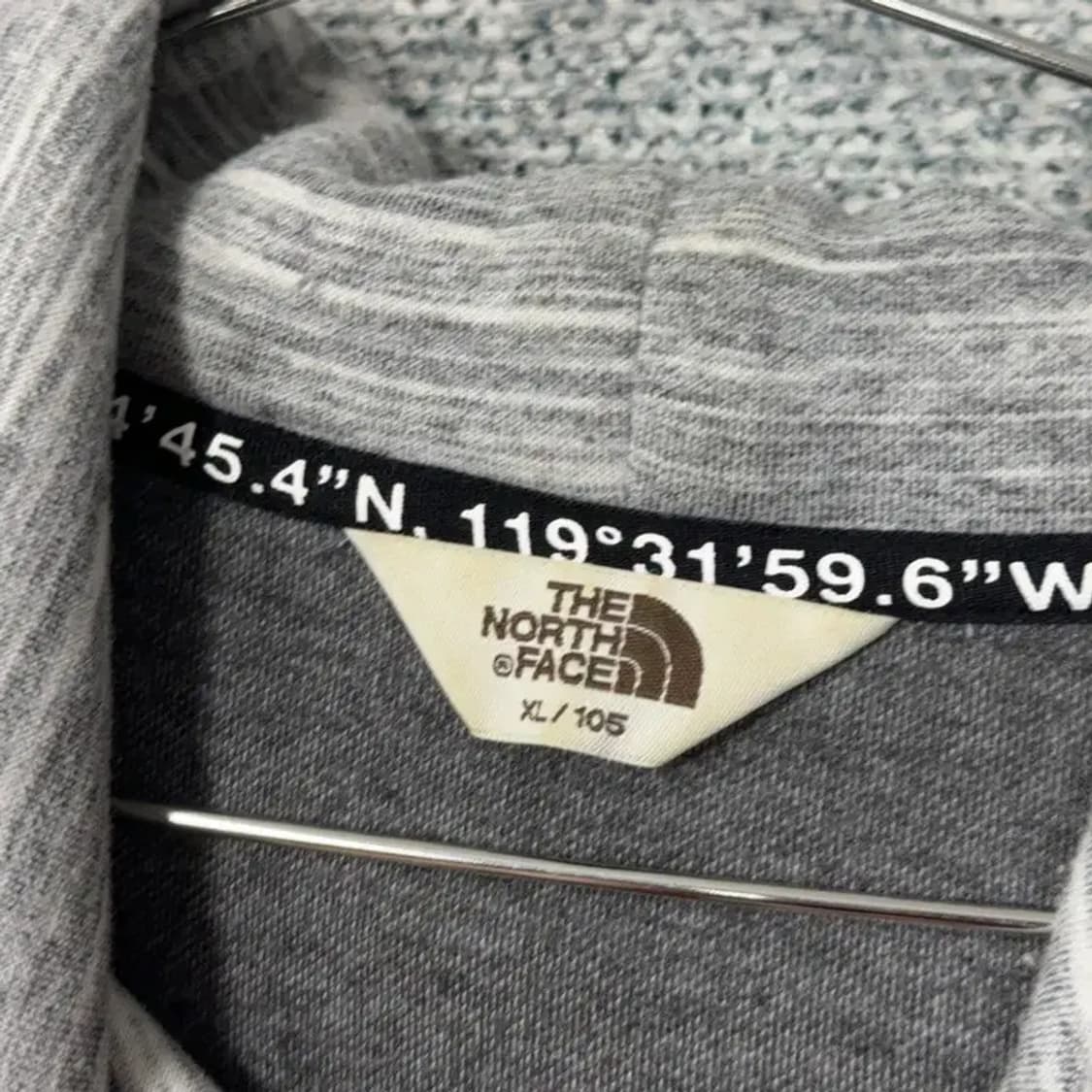 노스페이스 배색 그레이 로고 오버핏 후드티 XL 상품이미지3