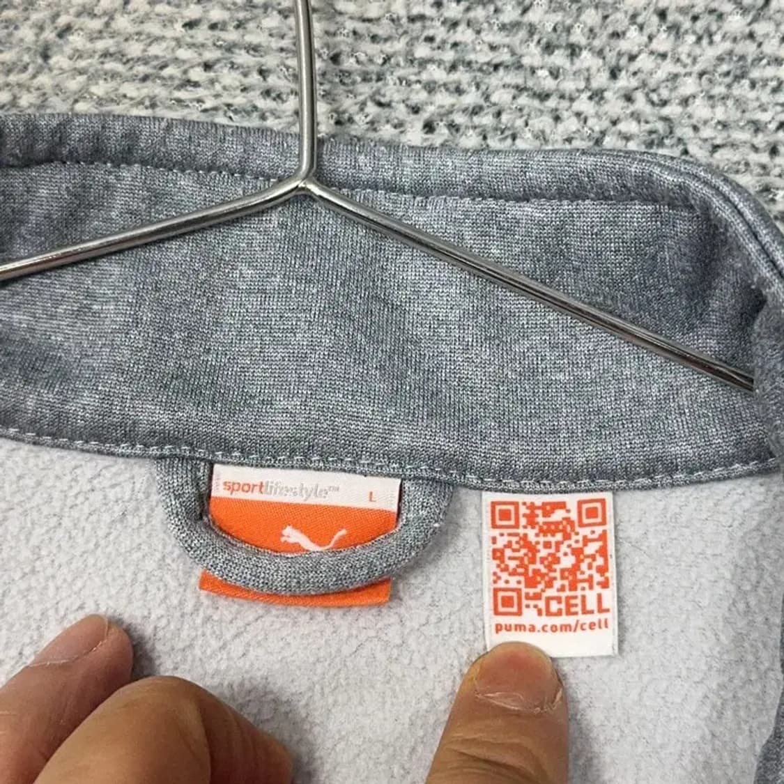 푸마 로고 라이트 그레이 기능성 반집업 긴팔티 L 상품이미지3
