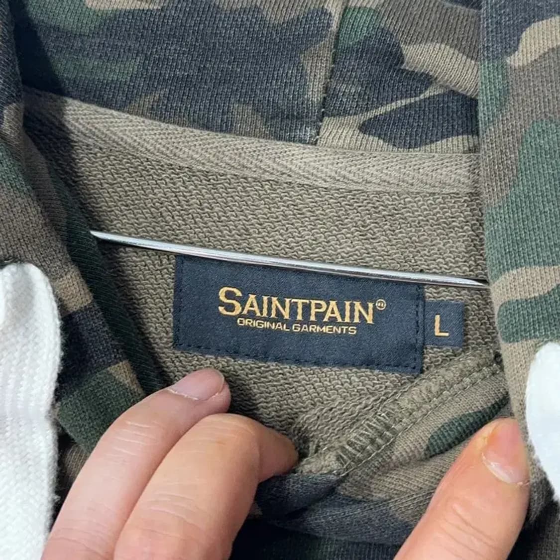 세인트페인 빈티지 밀리터리 카키 후드티 M 상품이미지3
