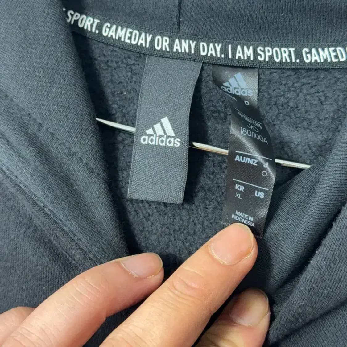 아디다스 빅로고 프린팅 블랙 후드티 XL 상품이미지3