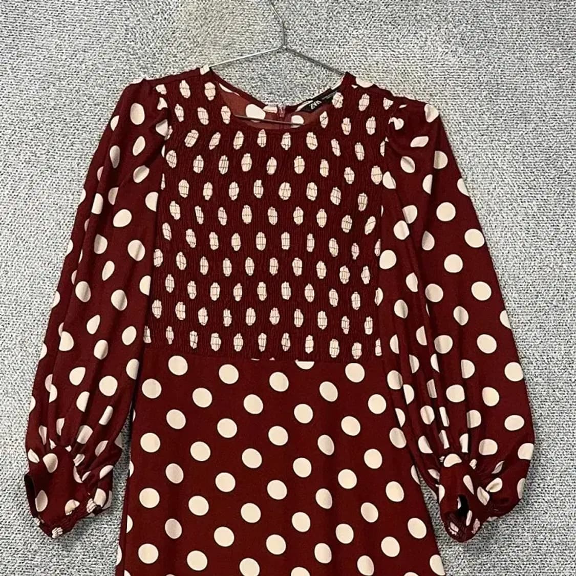 자라 도트 버건디 원피스 XS 상품이미지3