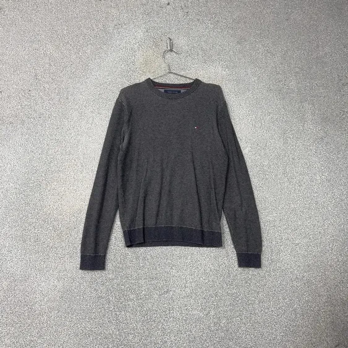 타미힐피거 그레이 로고 배색 캐주얼 코튼 니트 S 상품이미지1