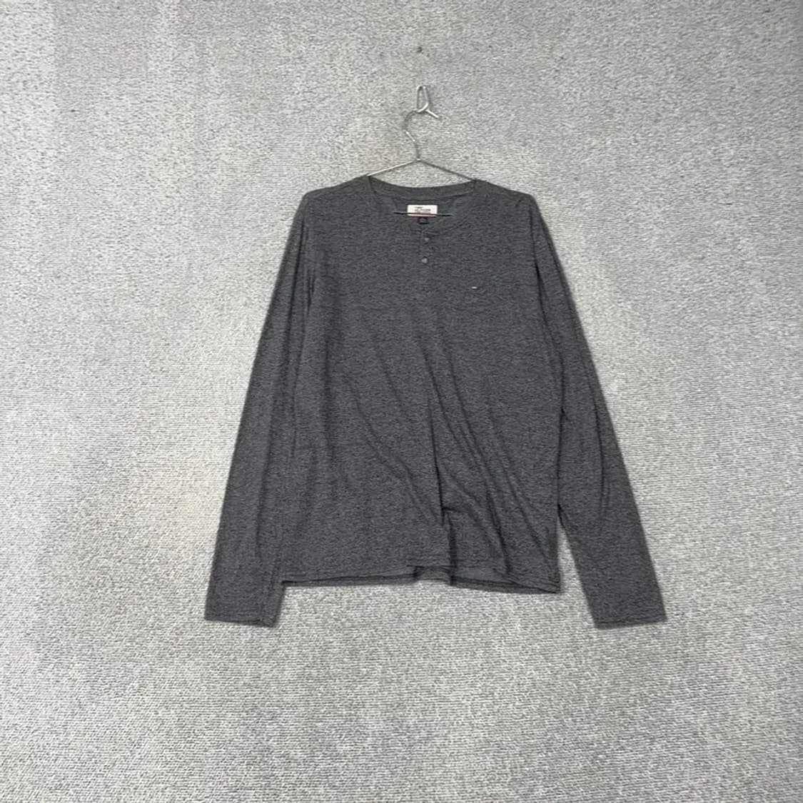 타미힐피거 그레이 배색 로고 루즈핏 헨리넥 긴팔티 XL 상품이미지1