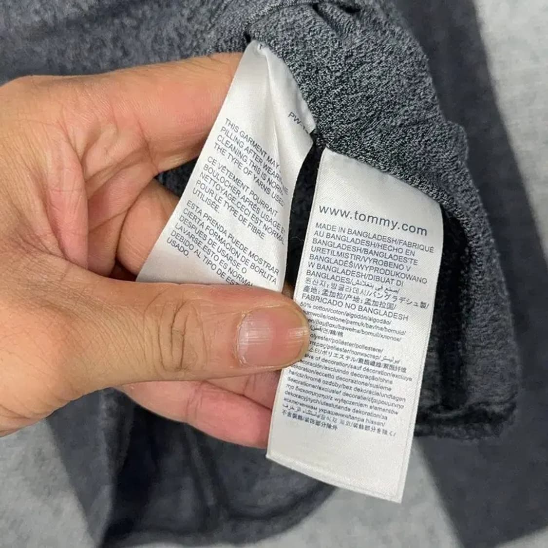 타미힐피거 그레이 배색 로고 루즈핏 헨리넥 긴팔티 XL 상품이미지4