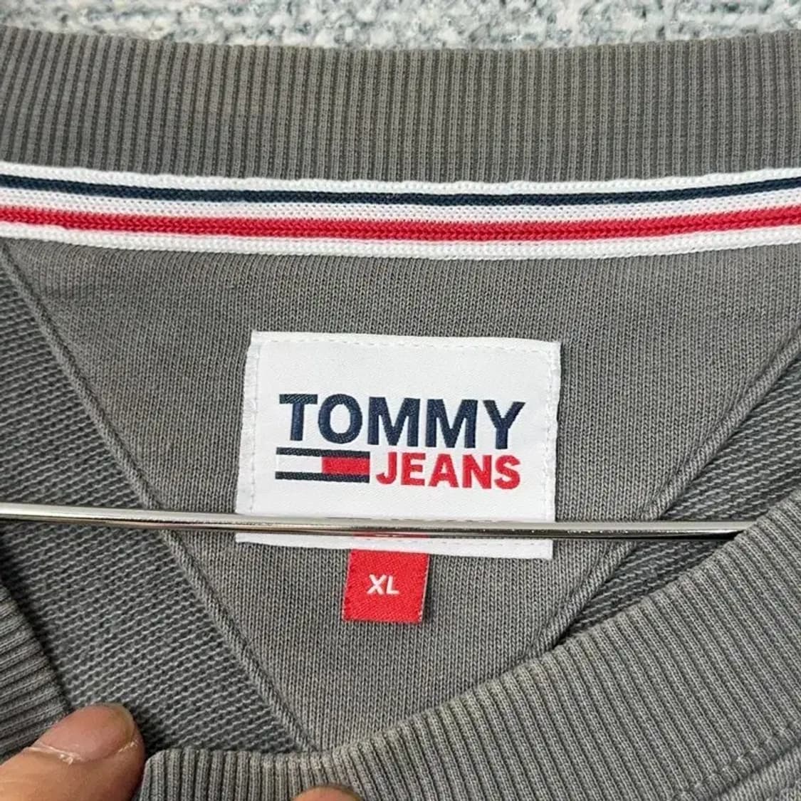 타미 진스 심플 로고 그레이 오버핏 캐주얼 맨투맨 XL 상품이미지3