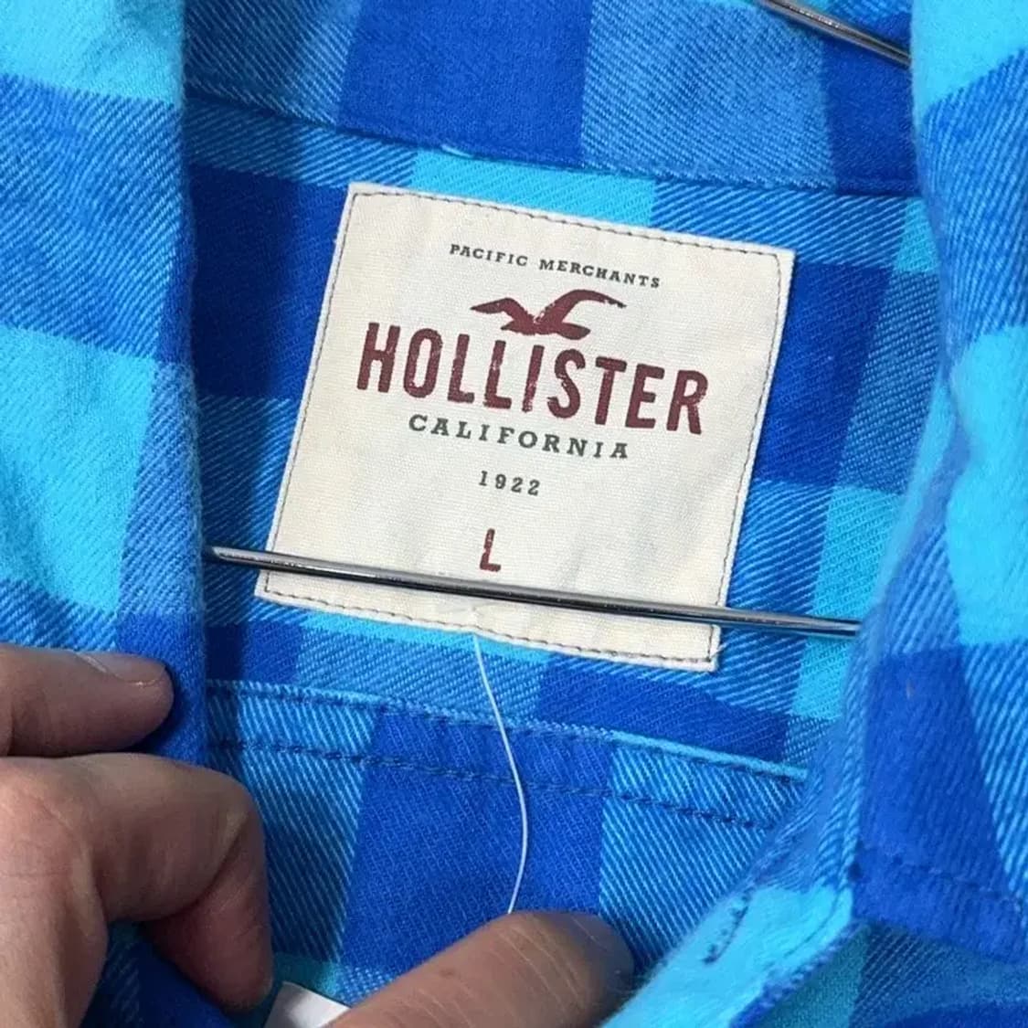 홀리스터 캐주얼 블루 체크 셔츠 L 상품이미지3