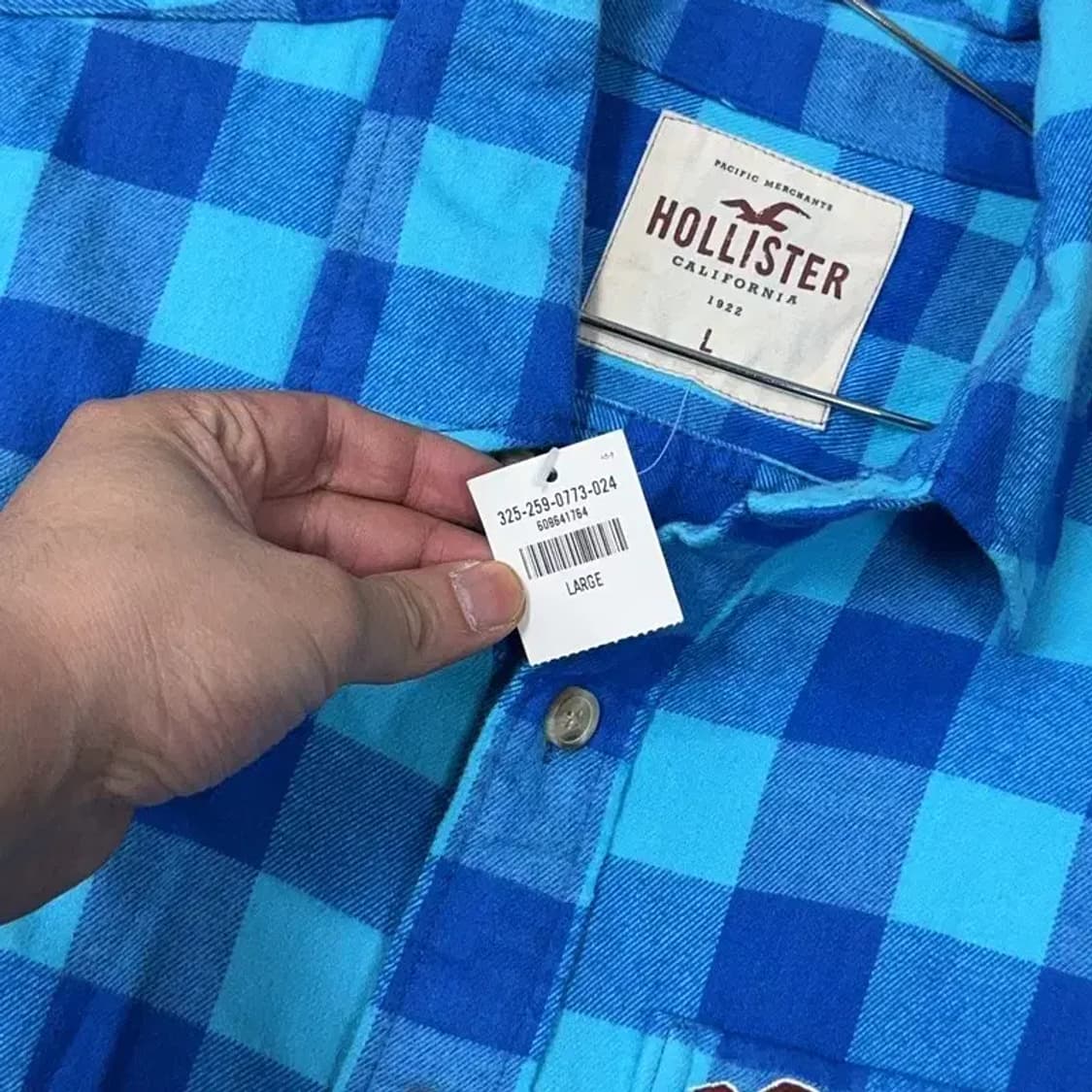 홀리스터 캐주얼 블루 체크 셔츠 L 상품이미지4