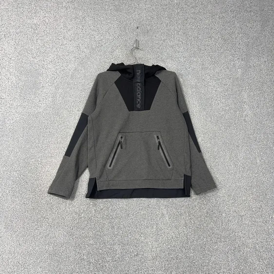 뉴발란스 그레이 반집업 로고 기능성 후드티 M 상품이미지1