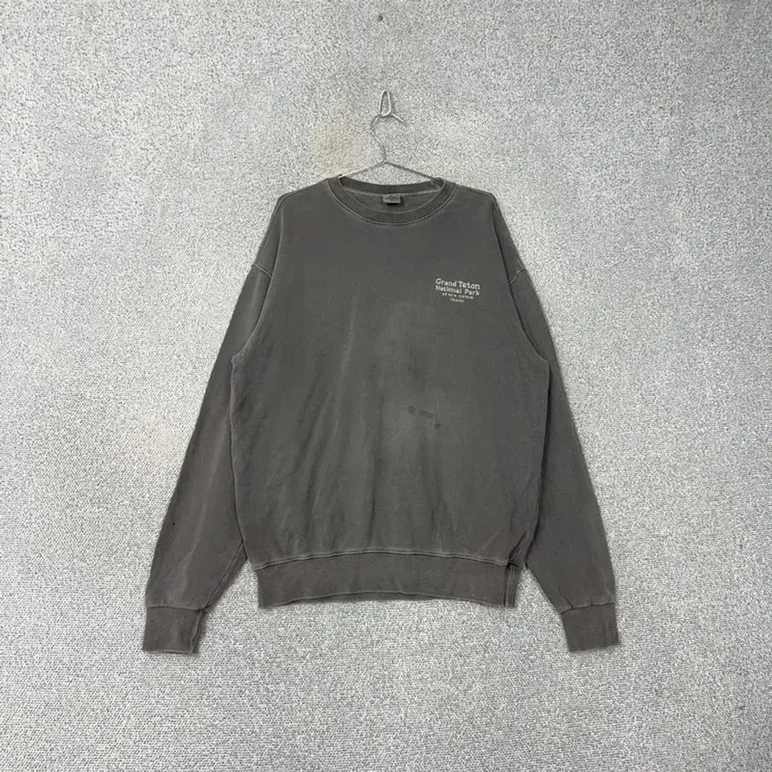 트래블 피그먼트 프린팅 그레이 맨투맨 M 상품이미지1