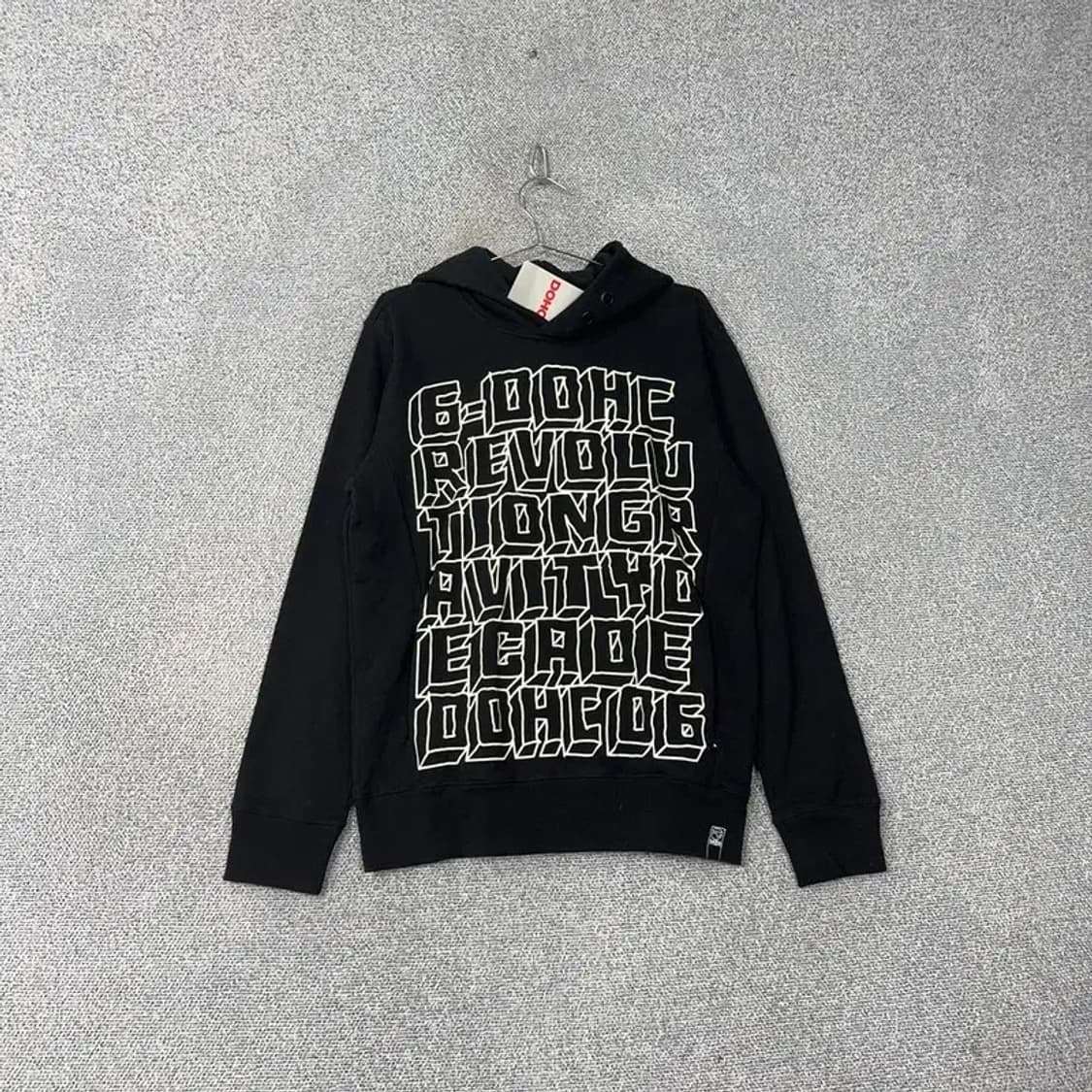 [새상품]DOHC 빈티지 스펠 프린팅 로고 블랙 후드티 L 상품이미지1