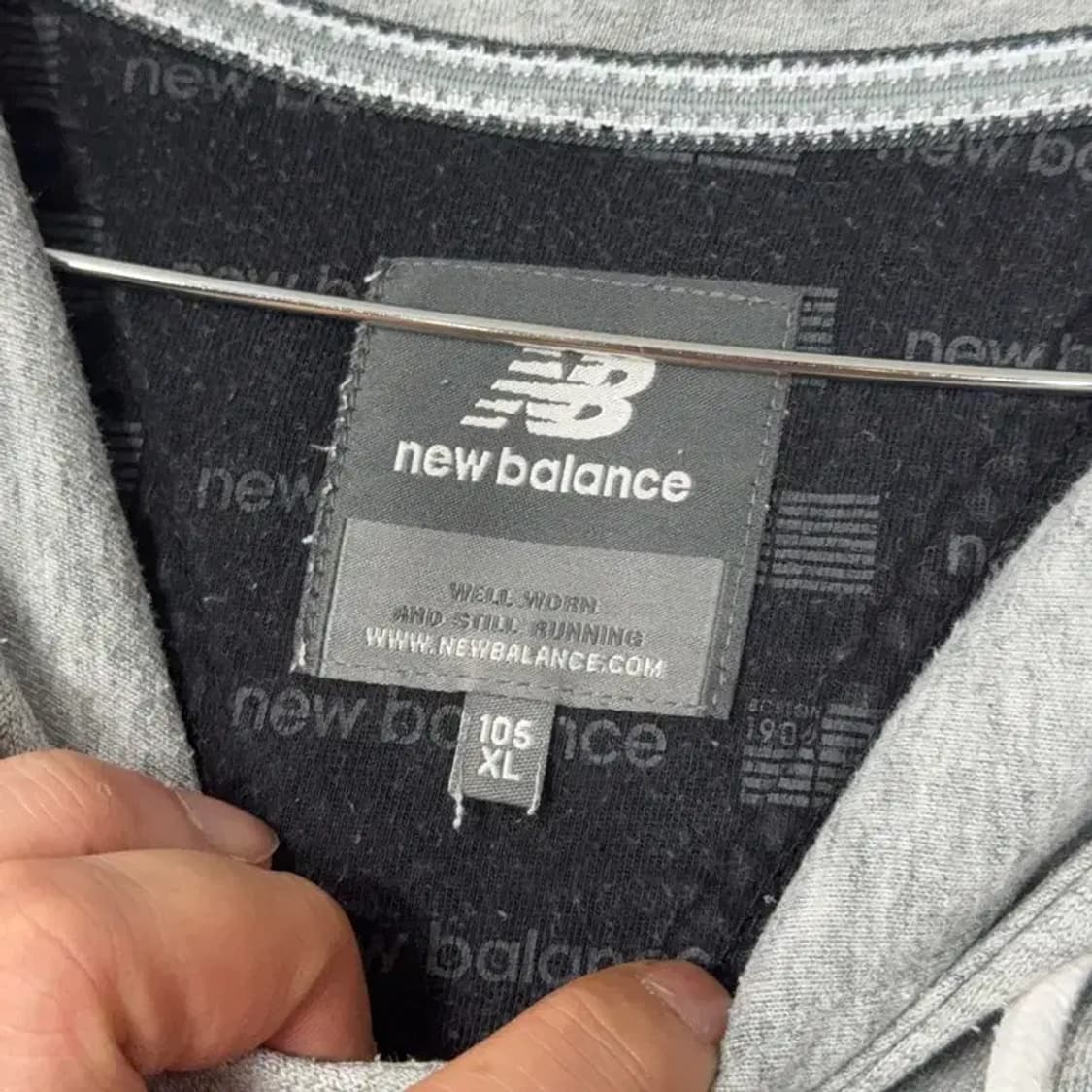 뉴발란스 라이트 그레이 연회색 로고 오버핏 후드티 XL 상품이미지3