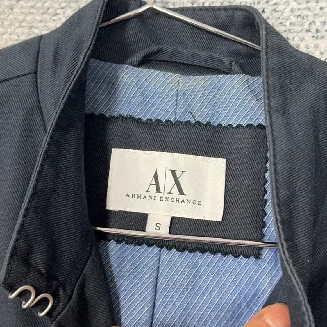 알마니 익스체인지 여성 캐주얼 버튼 벨티드 네이비 코트 S 상품이미지5