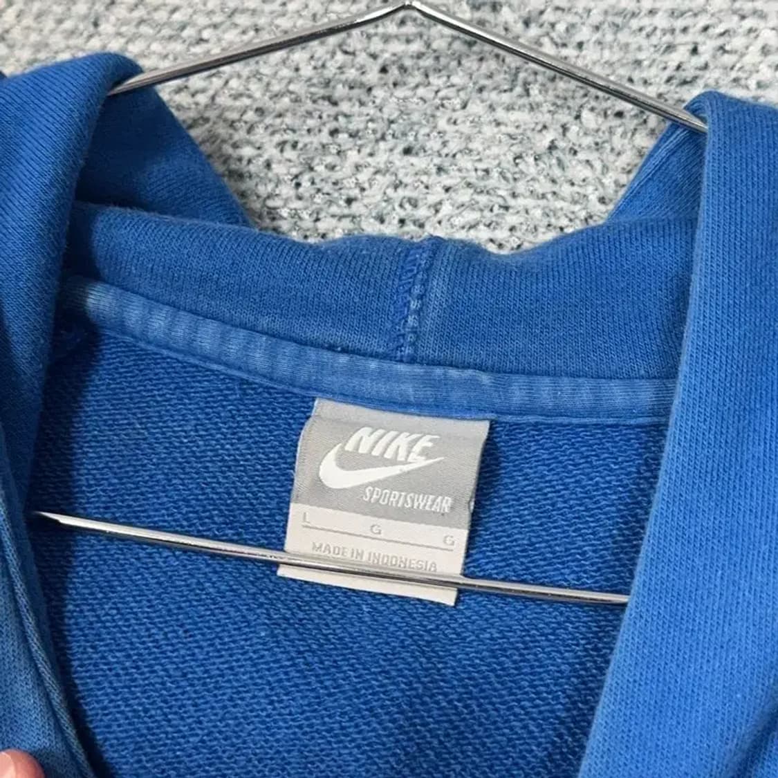 나이키 빈티지 프린팅 블루 후드티 L 상품이미지3