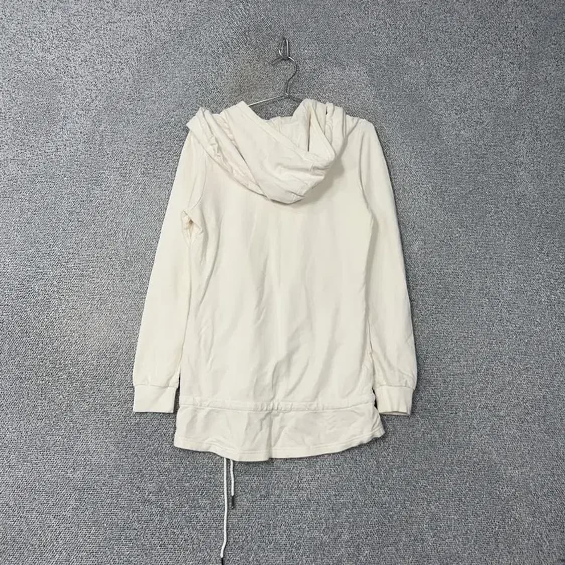 아디다스 화이트 빈티지 실버 프린팅 로고 롱 후드티 90 상품이미지2