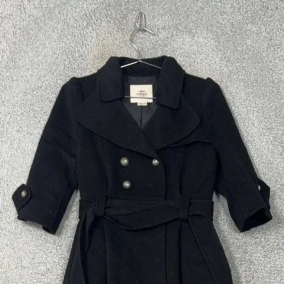 솔로이스트 여성 클래식 블랙 울 벨티드 코트 55 상품이미지3