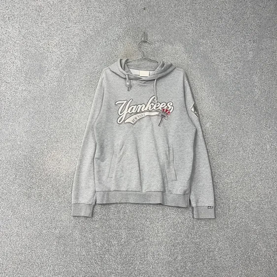 MLB 뉴욕양키즈 프린팅 로고 그레이 후드티 100 상품이미지1