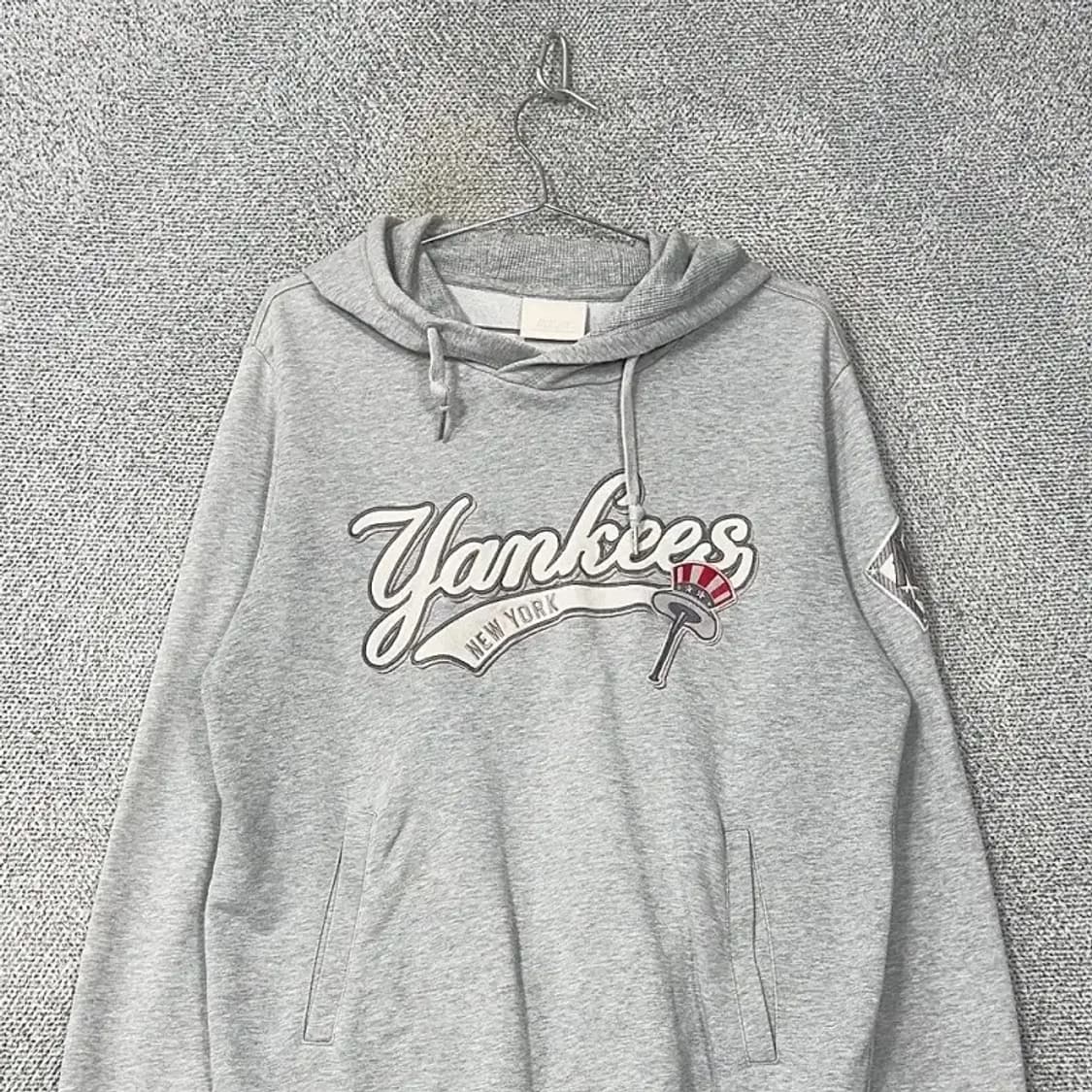 MLB 뉴욕양키즈 프린팅 로고 그레이 후드티 100 상품이미지3