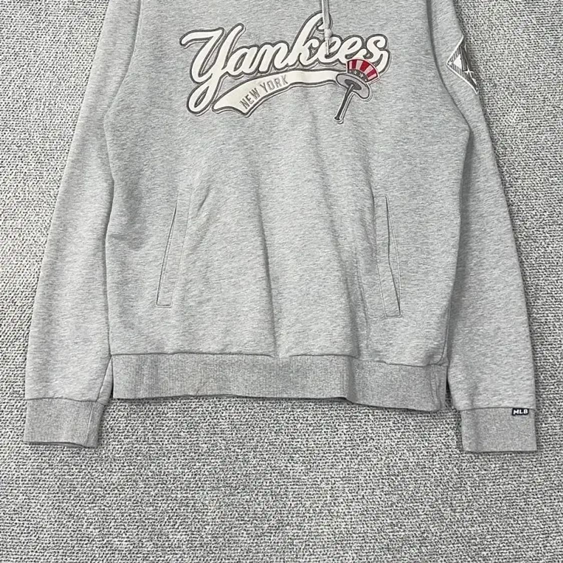 MLB 뉴욕양키즈 프린팅 로고 그레이 후드티 100 상품이미지4