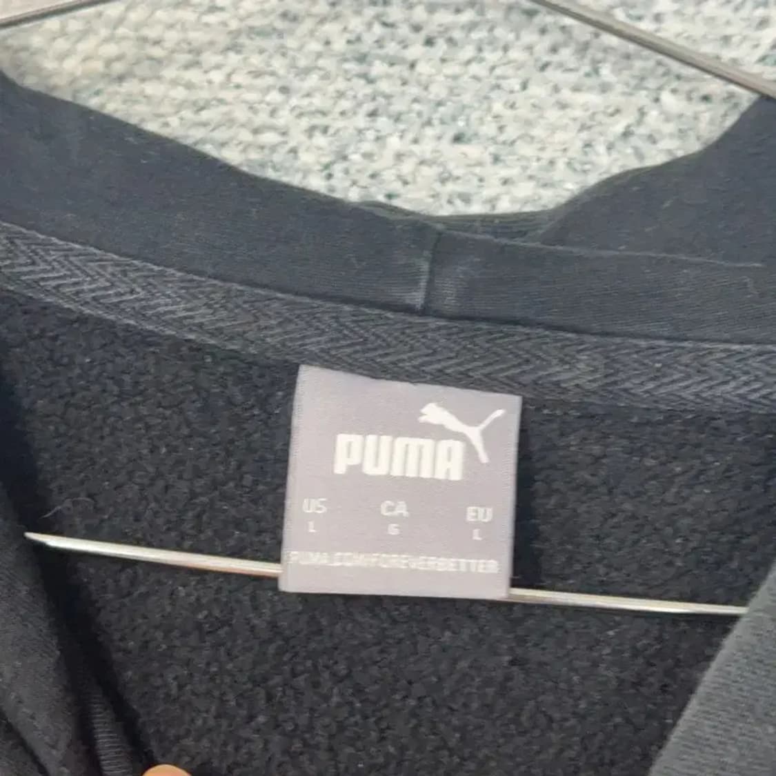 푸마 올블랙 로고 후드티 L 상품이미지3