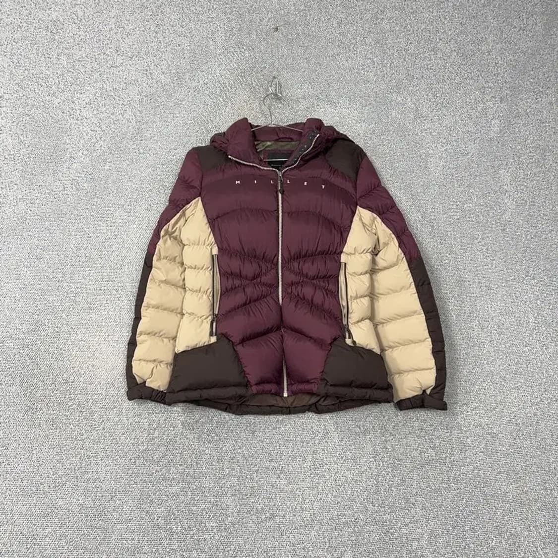 밀레 베이지 퍼플 투톤 거위털 구스다운 패딩 100 상품이미지1