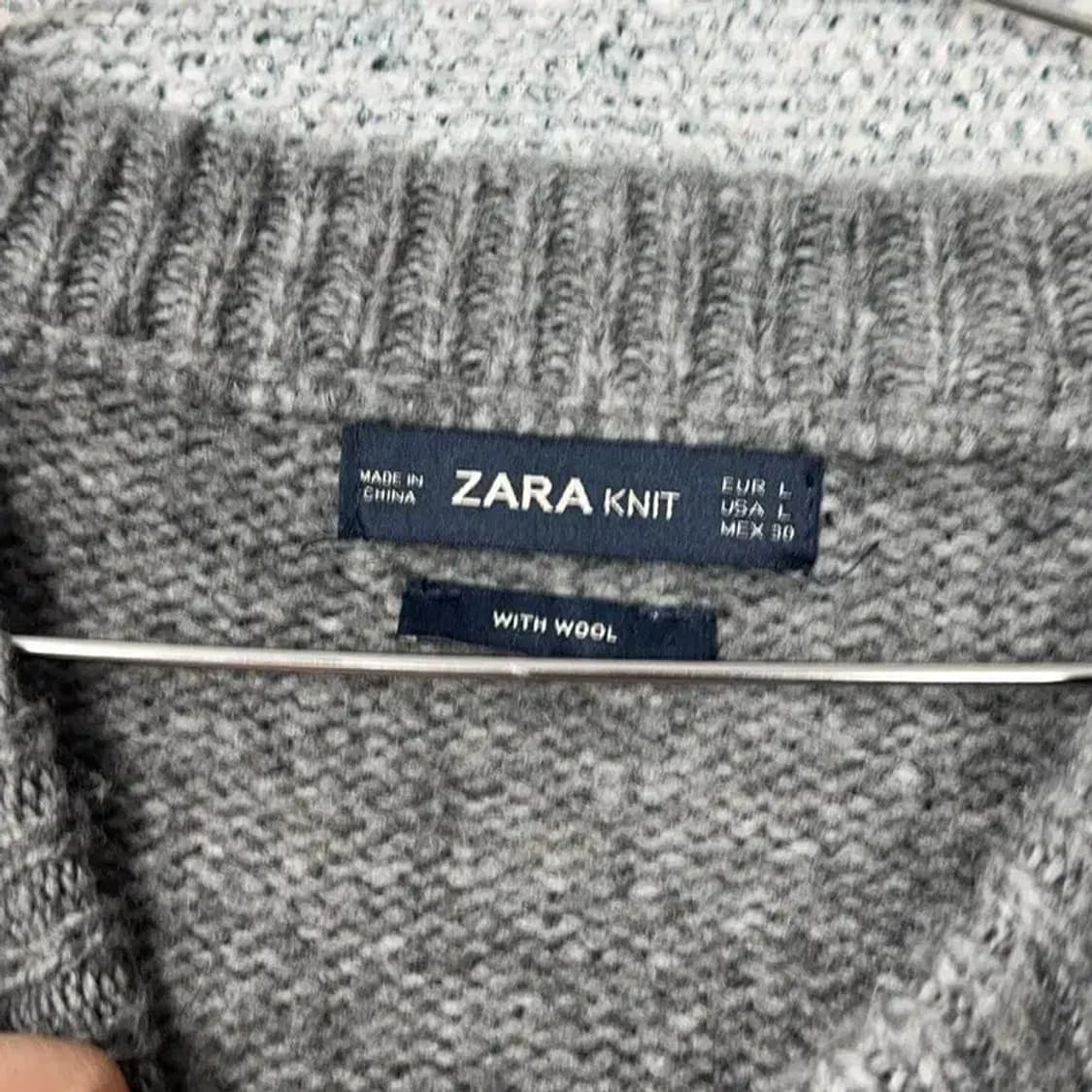 자라 빈티지 그레이 끈 울 니트 L 상품이미지3