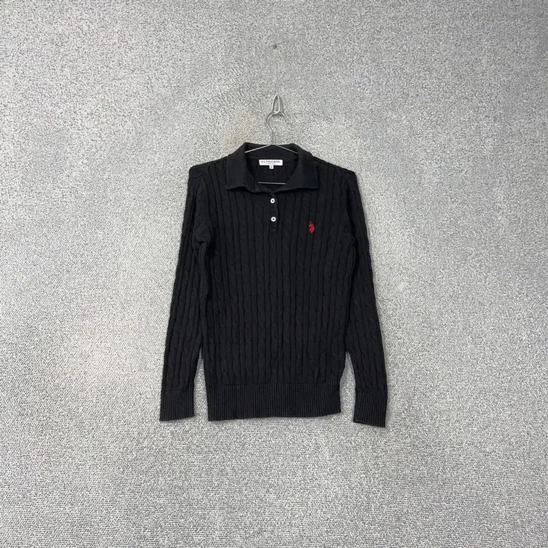 US 폴로 아쎈 블랙 꽈배기 카라 니트 S 상품이미지1