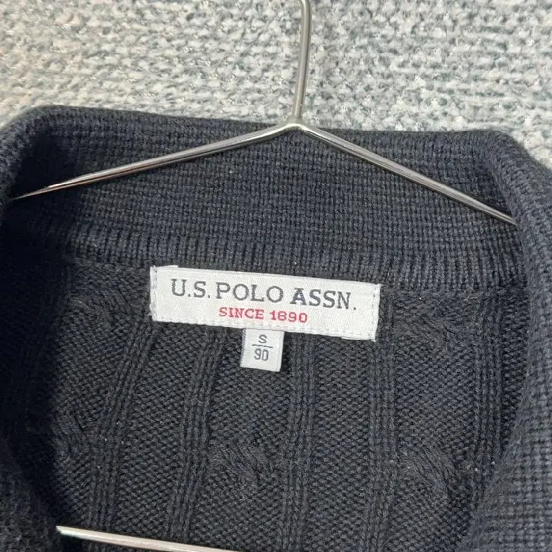 US 폴로 아쎈 블랙 꽈배기 카라 니트 S 상품이미지5