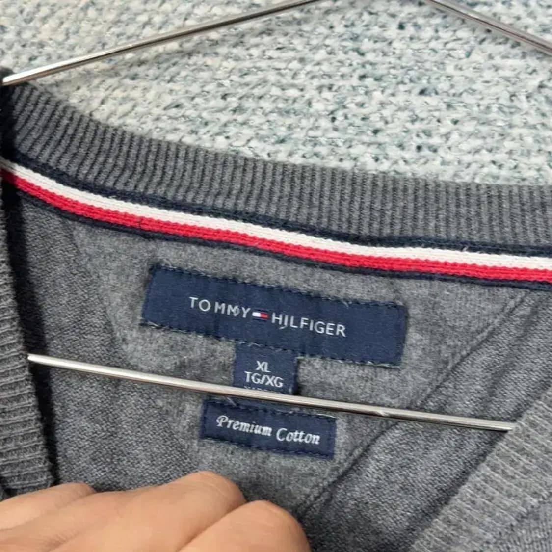타미힐피거 라운드넥 코튼 그레이 니트 XL 상품이미지4