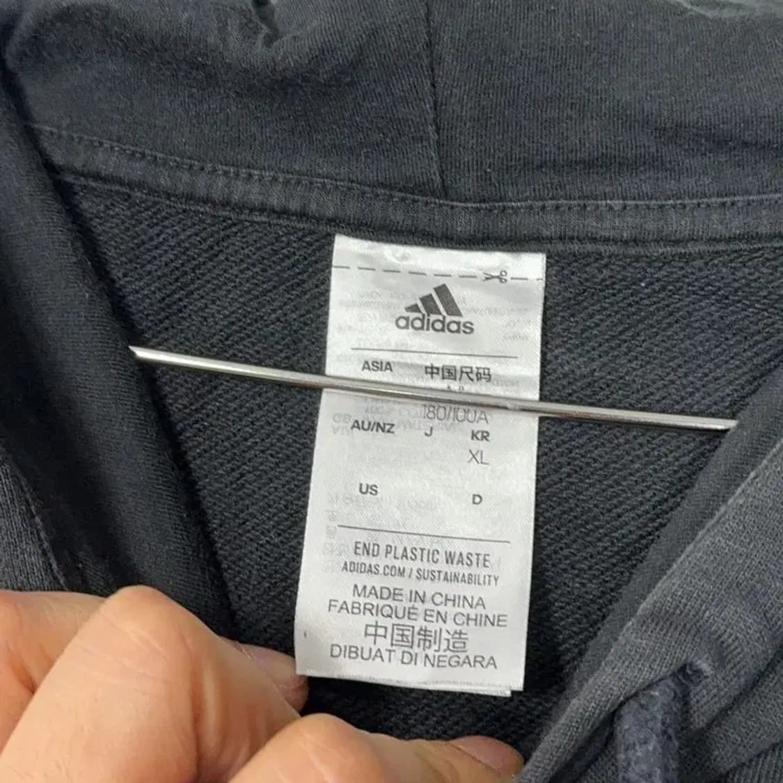 아디다스 로고 블랙 후드티 XL 상품이미지3