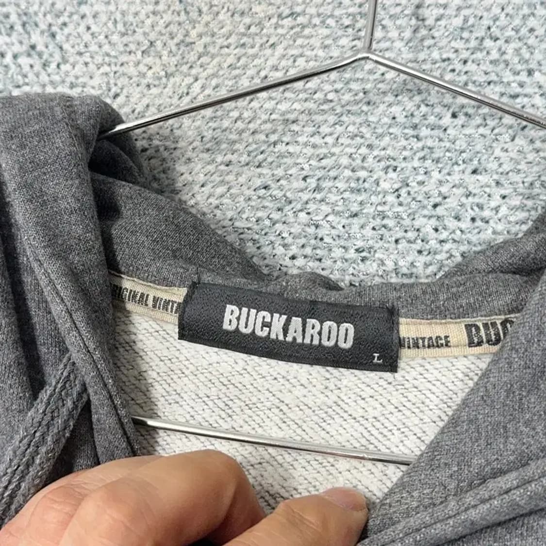 버커루 빈티지 프린팅 그레이 후드티 L 상품이미지3